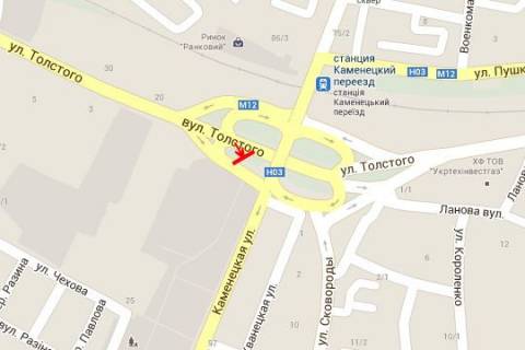 Billboard A in Khmelnitsky, 3x6  Svatoslava Horobrogo st. - Kam`anec'ka st. scheme