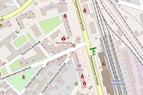 Billboard A in Ivano-Frankivsk, 3x6  Privokzal'na pl. - Grunval'ds'ka st., (POLITIKA NI) scheme