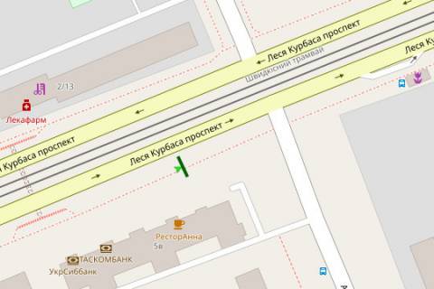 Billboard A in Kyiv, 3x6  Lesa Kurbasa prosp., 5 V - Mikoli Rudenka bul'v. scheme