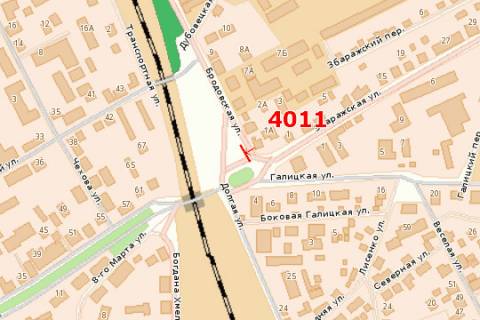 Billboard A in Ternopil, 3x6  Zbaraz'ka st. - Brodivs'ka st. (v centr) scheme