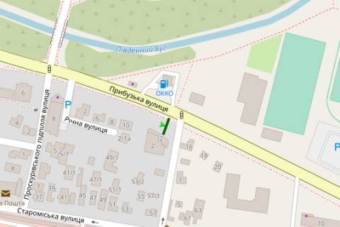 Billboard A in Khmelnitsky, 3x6  Pribuz'ka st. - Mihajla Grusevs'kogo st. scheme