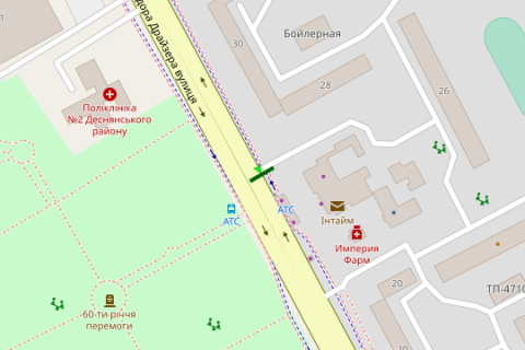 Billboard B in Vasylivka, 3x6  Drajzera Teodora st., 22 (v napramku Volodimira Maakovs'kogo prosp.) scheme