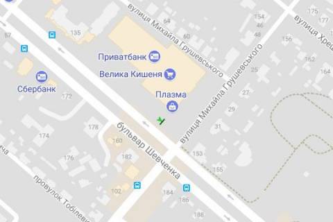 Citylight B in Cherkasy, 1.2x1.8  Sevcenka bul'v. - Grusevs'kogo st. scheme