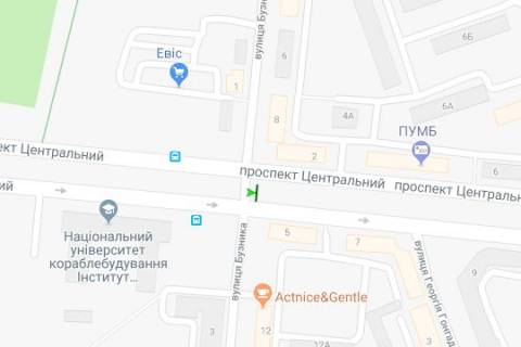 Prismatron, Prism A in Mykolaiv, 3x6  Central'nij prosp. (Lenina prosp.) - Buznika st., (prizma) (liva) - 472440 scheme