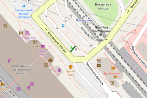 Non-Standard A in Kyiv, 1.2x1.8  Вокзальна пл., 2 зуп.Залізничний вокзал "Центральний" ліворуч scheme