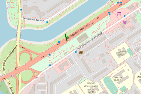 Citylight A in Vasylivka Sobornosti prosp. (Vozz`ednanna prosp.), 200 metrivi do z'izdu na Rusanivs'ku nabereznu scheme