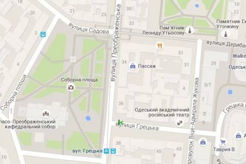 Citylight A in Odessa, 1.2x1.8  Grec'ka st., 52 - Preobrazens'ka st., 36 - Soborna pl. scheme