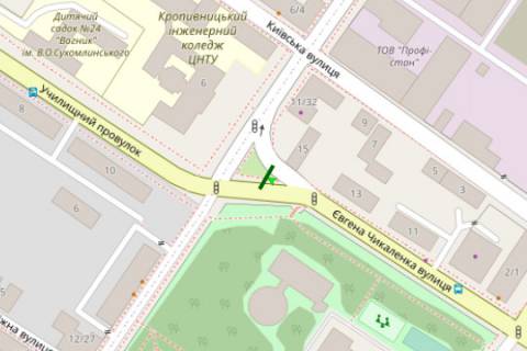 Billboard A in Kropyvnytskyi (Kirovograd), 3x6  Evgena Cikalenka st. (Medvedeva st.) - Ucilisnij prov. scheme