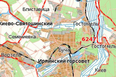 Billboard A in Trasy Kiev, 3x6  Київ - Ковель, 12км+000м до Києва (Буча, Варшавська тр., у напрямку  Києва) scheme