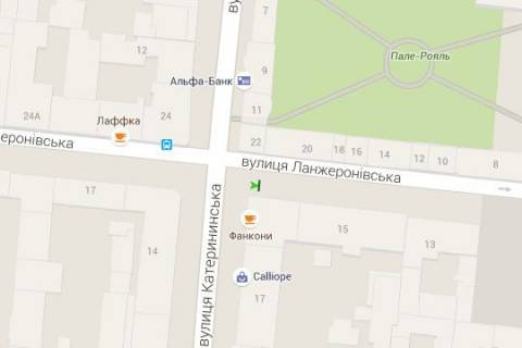 Citylight A in Odessa, 1.2x1.8  Lanzeronivs'ka st., 15 - Ekaterinins'ka st. scheme