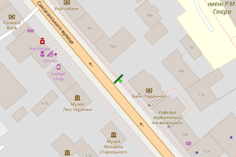 Backlight A in Kyiv, 1.2x1.8  Saksagans'kogo st., 76 scheme