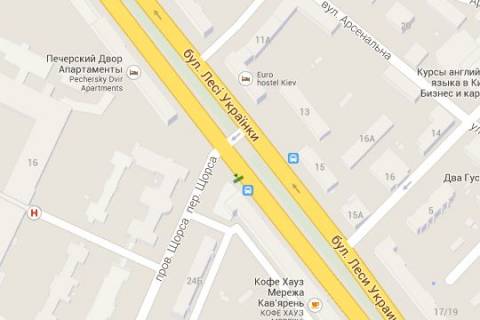 Backlight A in Kyiv, 1.2x1.8  Lesi Ukrainki bul'v., 24 - Konoval'ca Evgena st. (Sorsa st.), ;_zupinka gromads'kogo transportu scheme