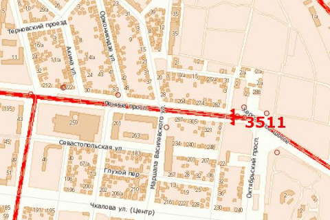 Prismatron, Prism A in Vasylivka Central'nij prosp. (Lenina prosp.) - 10 Slobids'ka st. (Lunacars'kogo st.), (No1) (prizma) - 427664 scheme