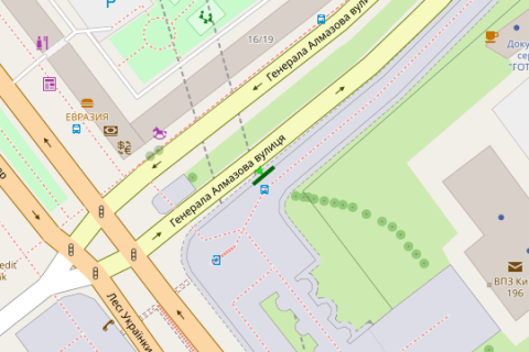 Billboard A in Vasylivka, Нестандарт  Almazova Generala st. (Kutuzova st.), zup. <<Plosa L. Ukrainki>> scheme