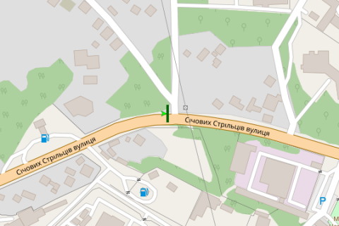 Billboard B in Chernivtsi Moskovs'koi Olimpiadi st. (Sicovih Stril'civ st.) - Smotric'ka st. scheme