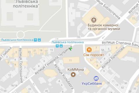 Citylight B in Lviv, 1.2x1.8  Generala Cuprinki st. - Stepana Banderi st. scheme