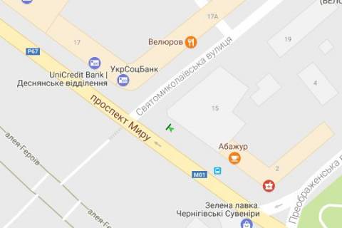 Backlight A in Chernihiv, 1.2x1.8  Miru prosp., 15 scheme