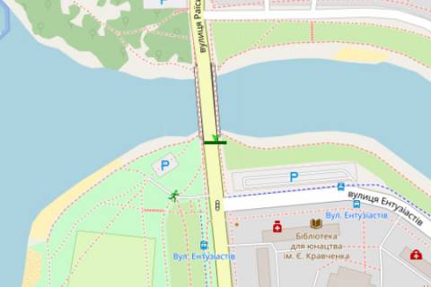 Citylight B in Kyiv, 1.2x1.8  Rusanivs'ka nab. - Entuziastiv st., 51/24 scheme