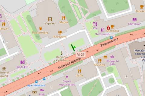 Citylight A in Zhytomyr, 1.2x1.8  Kiivs'ka st., 13 scheme