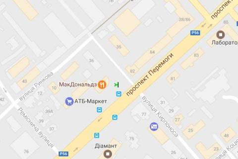 Backlight A in Chernihiv, 1.2x1.8  Peremogi prosp. - Kirponosa st. scheme