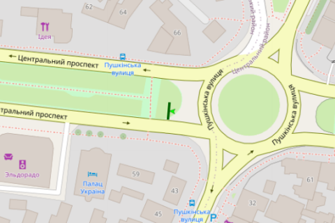 Prismatron, Prism A in Mykolaiv, 3x6  Central'nij prosp. (Lenina prosp.) - Puskins'ka st., (prizma) (liva) - 128337 scheme