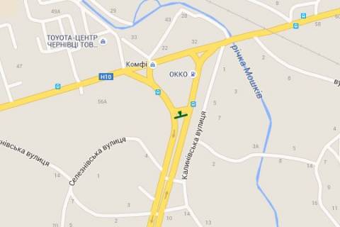 Billboard A in Chernivtsi, 3x6  Kalinivs'ka st. - Hotins'ka st. (liva, do rinku) scheme