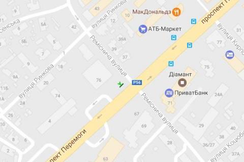 Backlight A in Chernihiv, 1.2x1.8  Peremogi prosp., 76 - Remisnica st. (Komsomol's'ka st.) scheme