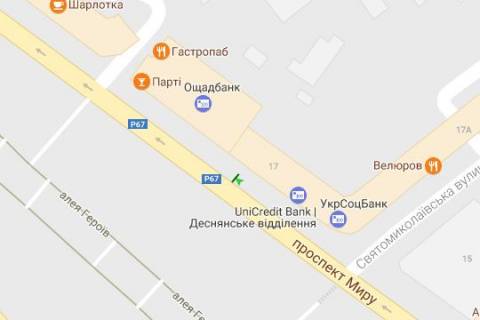 Citylight A in Chernihiv, 1.2x1.8  Miru prosp., 17 (No1) scheme