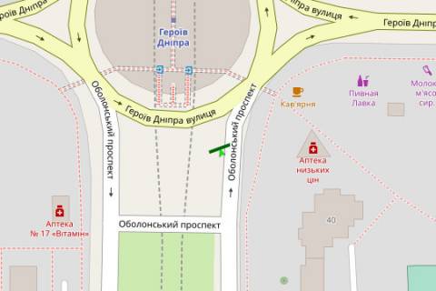 Billboard A in Kyiv, 3x6  Obolons'kij prosp., 40 rozpodiluvac scheme