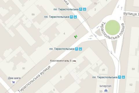 Citylight A in Odessa, 1.2x1.8  Tiraspol's'ka st., 2 - Tiraspol's'ka pl. - Nizins'ka st. scheme