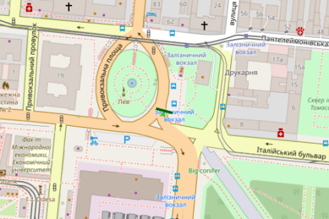 Video Billboard A in Odessa, 2.3x3.14  Привокзальна пл., 1Б - Італійський бульв. (ТТ 6.8 484х352) - 664563 scheme