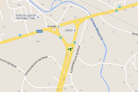 Billboard A in Chernivtsi, 3x6  Kalinivs'ka st. - Hotins'ka st. (liva, vid rinku) scheme