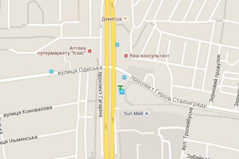 Citylight A in Kharkiv, 1.2x1.8  Gagarina prosp. - Geroiv Stalingrada prosp., (zupinka) scheme