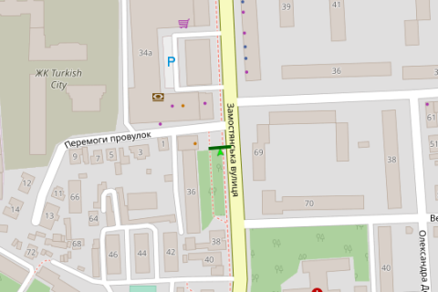 Billboard B in Vasylivka, 3x6  Zamostans'ka
 st. (50-ricca Peremogi bul'v.), 36 scheme