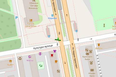 Backlight A in Kharkiv, 2.3x3.14  Nauki prosp. (Lenina prosp.) - Kul'turi st. scheme