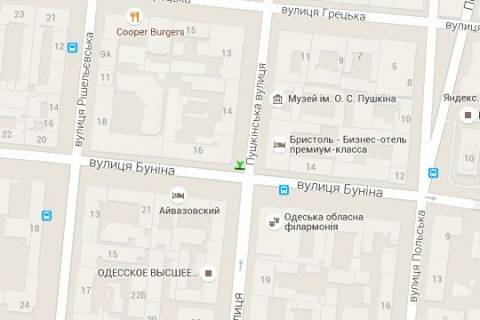 Citylight B in Odessa, 1.2x1.8  Puskins'ka st., 16 - Bunina st. scheme