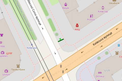 Citylight A in Zhytomyr, 1.2x1.8  Nebesnoi sotni st. - Kiivs'ka st., 39 scheme