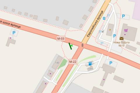 Billboard B in Poltava, 3x6  Kiivs'ke sose - Evropejs'ka st. scheme
