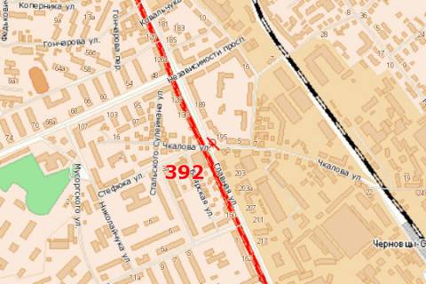 Billboard A in Chernivtsi, 3x6  Golovna st. - Ckalova st. scheme