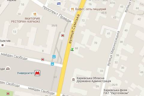 Citylight B in Kharkiv, 1.2x1.8  Sums'ka st., 68 scheme