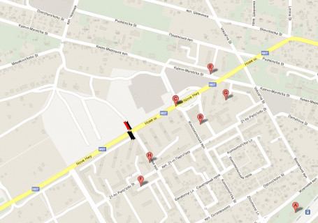 Billboard B in Bucha, 3x6  Kiiv - Kovel', 15km+950m (Nove sose-Pol'ova st.) (Buca, Varsavskaa trassa, u napramku  Kieva) scheme