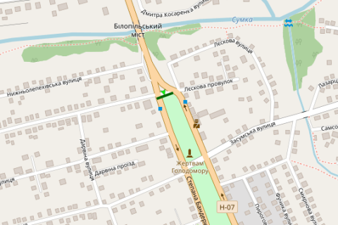 Billboard A in Sumi, 3x6  Stepana Banderi st. (Baumana st.), 10 - Lepehivs'ka st. scheme