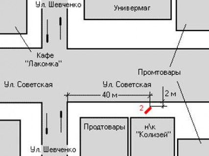 Backlight A in Mykolaiv, 1.2x1.8  Soborna st. (Radans'ka (centr) st.) - Sevcenka st. scheme