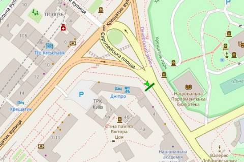 Citylight A in Kyiv, 1.2x1.8  Mihajla Grusevs'kogo st., 4 (No1): Evropejs'ka pl.; gotel' "Dnipro"  scheme