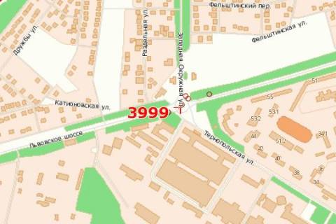 Billboard A in Khmelnitsky, 3x6  L'vivs'ke sose - Zahidna Okruzna st. (vid L'vova) scheme