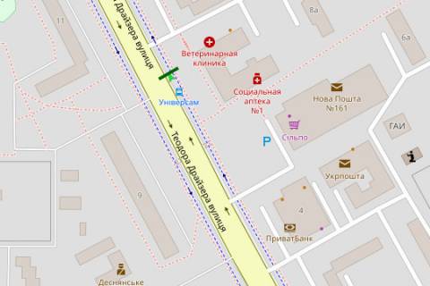 Billboard A in Kyiv, 3x6  Drajzera Teodora st., 8 scheme