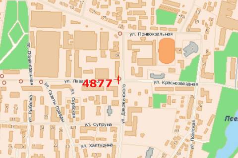 Billboard B in Sumi, 3x6  Get'mana Pavla Skoropads'kogo st. (Levanevs'kogo st.) - Troic'ka st. scheme