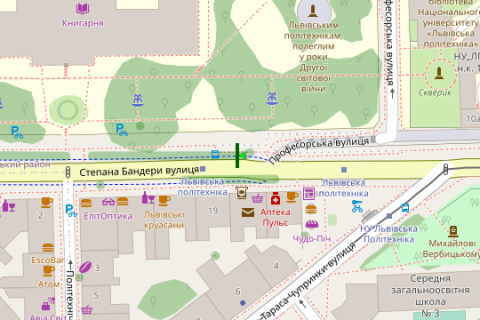 Citylight A in Lviv, 1.2x1.8  Stepana Banderi st., 12 scheme