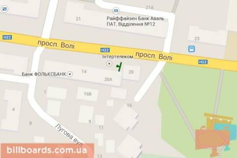 Billboard A in Lutsk Voli prosp., 20 scheme