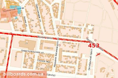 Billboard A in Mykolaiv, 3х6  Bogoavlens'kij prosp. (Zovtnevij prosp.) - Hersons'ke sose (prava) scheme